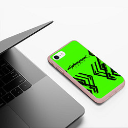 Чехол iPhone 7/8 матовый Cyberpunk 2077: Acid Green, цвет: 3D-светло-розовый — фото 2