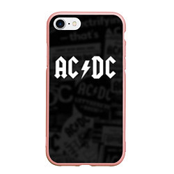 Чехол iPhone 7/8 матовый AC/DC: Black Rock, цвет: 3D-светло-розовый