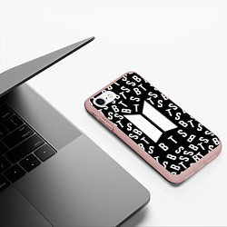 Чехол iPhone 7/8 матовый BTS: Black Style, цвет: 3D-светло-розовый — фото 2