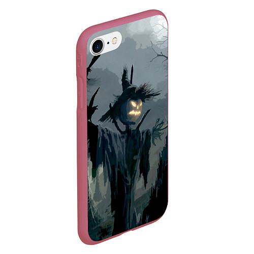 Чехол iPhone 7/8 матовый Halloween Scarecrow / 3D-Малиновый – фото 2