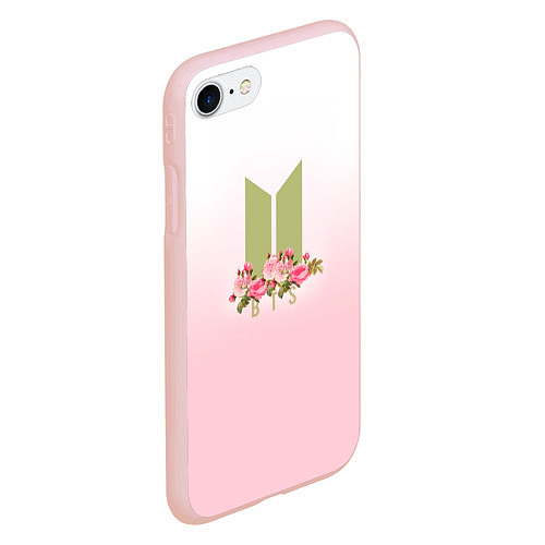 Чехол iPhone 7/8 матовый BTS: Pink Flowers / 3D-Светло-розовый – фото 2