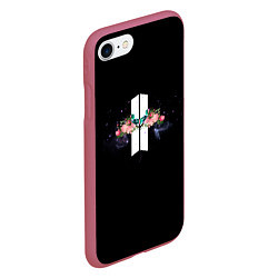 Чехол iPhone 7/8 матовый BTS: Floral Minimalist, цвет: 3D-малиновый — фото 2