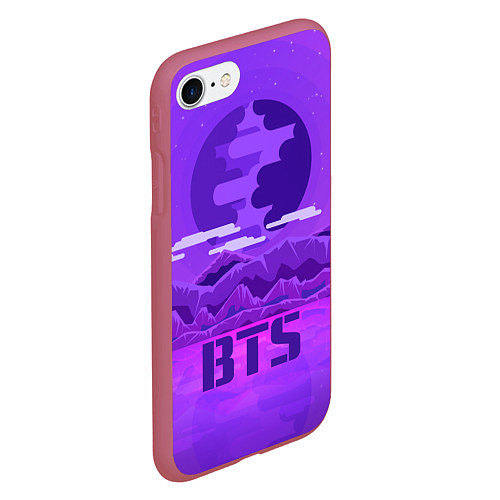 Чехол iPhone 7/8 матовый BTS: Violet Mountains / 3D-Малиновый – фото 2