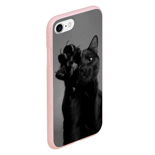 Чехол iPhone 7/8 матовый Черный котик / 3D-Светло-розовый – фото 2