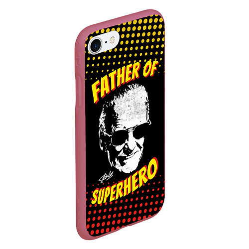 Чехол iPhone 7/8 матовый Stan Lee: Father of Superhero / 3D-Малиновый – фото 2