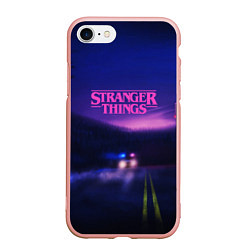 Чехол iPhone 7/8 матовый Stranger Things: Neon Road, цвет: 3D-светло-розовый