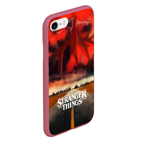 Чехол iPhone 7/8 матовый Stranger Things: Road to Dream / 3D-Малиновый – фото 2