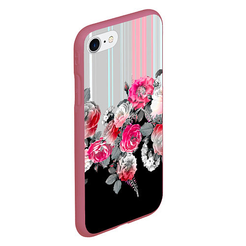 Чехол iPhone 7/8 матовый Розы в темноте / 3D-Малиновый – фото 2
