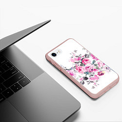 Чехол iPhone 7/8 матовый Розовые розы, цвет: 3D-светло-розовый — фото 2