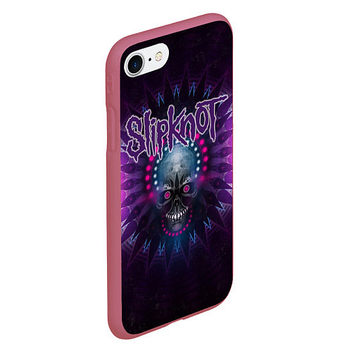 Чехол iPhone 7/8 матовый Slipknot: Neon Skull / 3D-Малиновый – фото 2