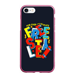 Чехол iPhone 7/8 матовый Freestyle: Skate Forever, цвет: 3D-малиновый