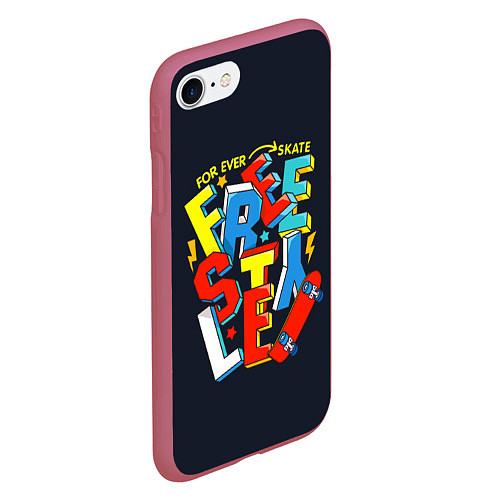 Чехол iPhone 7/8 матовый Freestyle: Skate Forever / 3D-Малиновый – фото 2