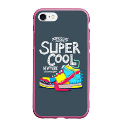 Чехол iPhone 7/8 матовый Super Сool, цвет: 3D-малиновый