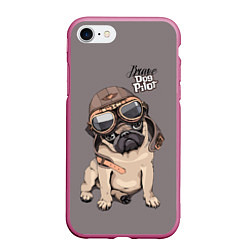Чехол iPhone 7/8 матовый Brave dog pilot, цвет: 3D-малиновый