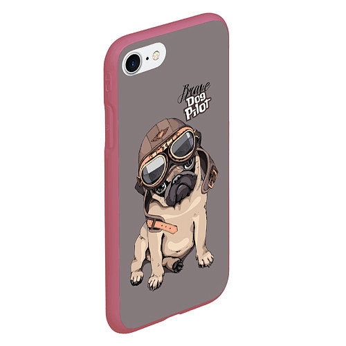 Чехол iPhone 7/8 матовый Brave dog pilot / 3D-Малиновый – фото 2