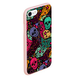 Чехол iPhone 7/8 матовый Маскарад черепов, цвет: 3D-светло-розовый — фото 2