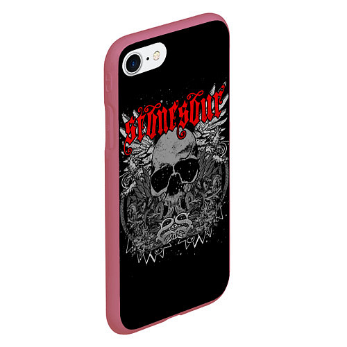 Чехол iPhone 7/8 матовый Stone Sour: Dark Skull / 3D-Малиновый – фото 2