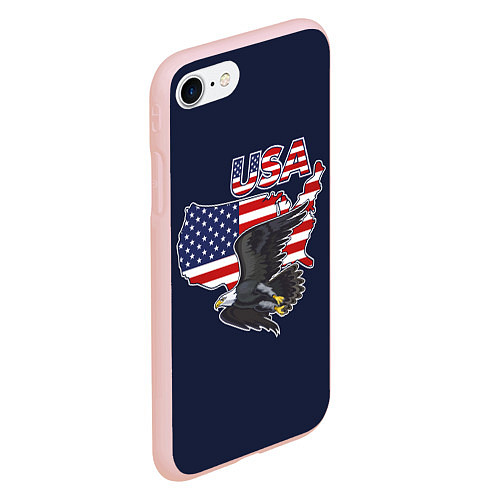 Чехол iPhone 7/8 матовый USA - flag and eagle / 3D-Светло-розовый – фото 2