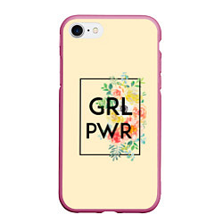 Чехол iPhone 7/8 матовый GRL PWR, цвет: 3D-малиновый