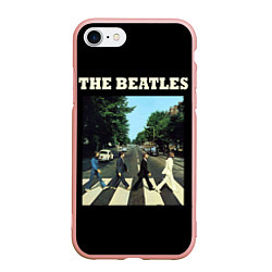 Чехол iPhone 7/8 матовый The Beatles: Abbey Road, цвет: 3D-светло-розовый