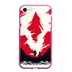 Чехол iPhone 7/8 матовый God of War: Mountain Warrior, цвет: 3D-малиновый