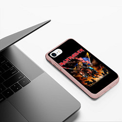 Чехол iPhone 7/8 матовый Iron Maiden: USA Warriors, цвет: 3D-светло-розовый — фото 2