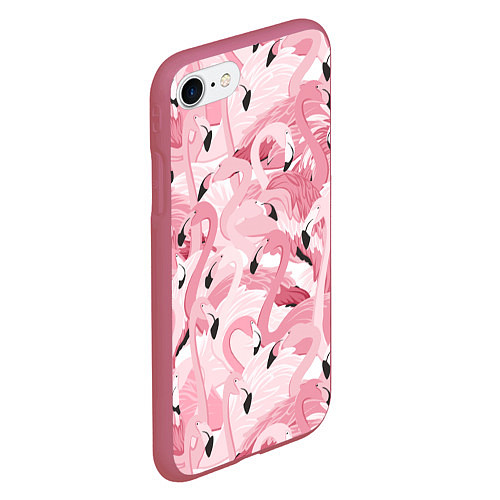 Чехол iPhone 7/8 матовый Розовый фламинго / 3D-Малиновый – фото 2