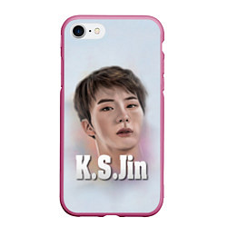 Чехол iPhone 7/8 матовый BTS K.S.Jin, цвет: 3D-малиновый