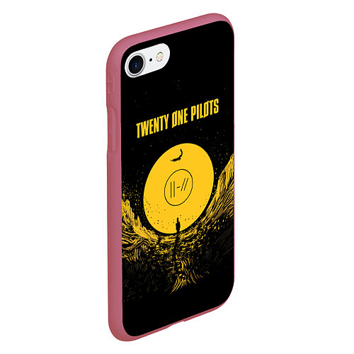 Чехол iPhone 7/8 матовый Twenty One Pilots: Yellow Moon / 3D-Малиновый – фото 2