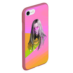 Чехол iPhone 7/8 матовый Billie Eilish: Pink Fashion, цвет: 3D-малиновый — фото 2