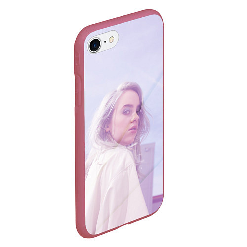 Чехол iPhone 7/8 матовый Billie Eilish: Light Pink / 3D-Малиновый – фото 2