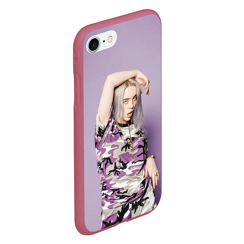 Чехол iPhone 7/8 матовый Billie Eilish: Violet Camo / 3D-Малиновый – фото 2