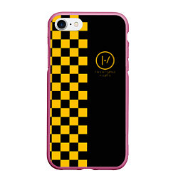 Чехол iPhone 7/8 матовый 21 Pilots: Yellow Grid, цвет: 3D-малиновый