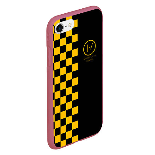 Чехол iPhone 7/8 матовый 21 Pilots: Yellow Grid / 3D-Малиновый – фото 2