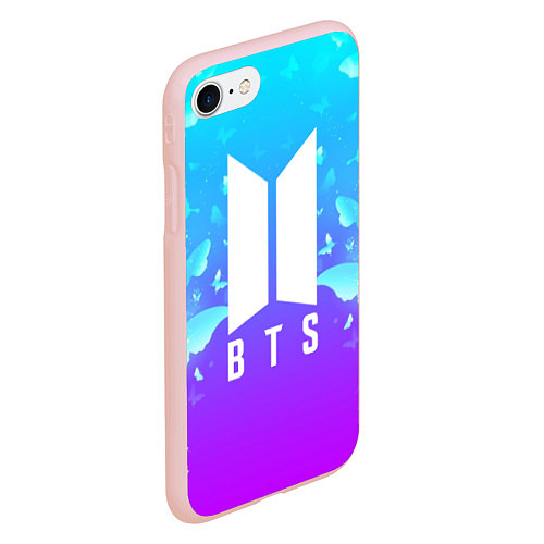 Чехол iPhone 7/8 матовый BTS: Violet Butterflies / 3D-Светло-розовый – фото 2