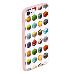 Чехол iPhone 7/8 матовый Minecraft Cubes, цвет: 3D-светло-розовый — фото 2