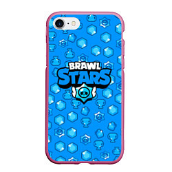 Чехол iPhone 7/8 матовый Brawl Stars: Blue Team, цвет: 3D-малиновый