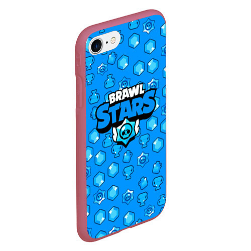 Чехол iPhone 7/8 матовый Brawl Stars: Blue Team / 3D-Малиновый – фото 2