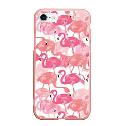 Чехол iPhone 7/8 матовый Рай фламинго, цвет: 3D-светло-розовый