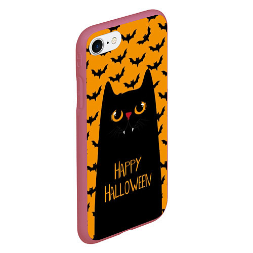 Чехол iPhone 7/8 матовый Happy Halloween / 3D-Малиновый – фото 2