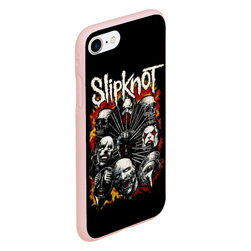Чехол iPhone 7/8 матовый Slipknot: Faces / 3D-Светло-розовый – фото 2