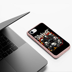 Чехол iPhone 7/8 матовый Slipknot: Faces, цвет: 3D-светло-розовый — фото 2