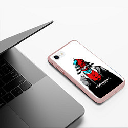 Чехол iPhone 7/8 матовый Cyberpubk 2077, цвет: 3D-светло-розовый — фото 2