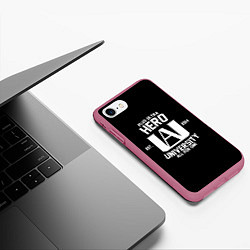 Чехол iPhone 7/8 матовый My Hero Academia белый лого, цвет: 3D-малиновый — фото 2