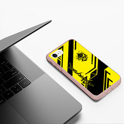 Чехол iPhone 7/8 матовый Cyberpunk 2077: Yellow Samurai, цвет: 3D-светло-розовый — фото 2