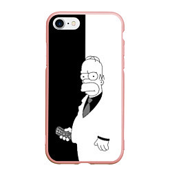 Чехол iPhone 7/8 матовый Гомер Симпсон - в смокинге - black and white, цвет: 3D-светло-розовый