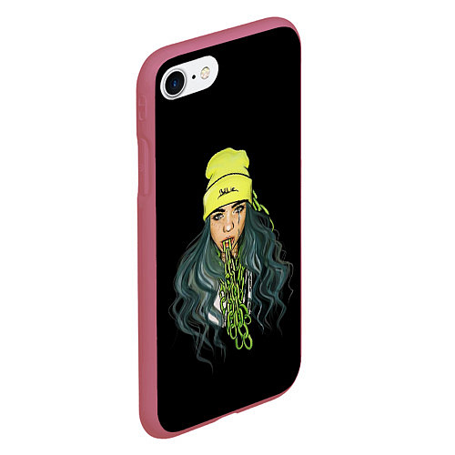 Чехол iPhone 7/8 матовый BILLIE EILISH / 3D-Малиновый – фото 2