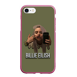 Чехол iPhone 7/8 матовый BILLIE EILISH, цвет: 3D-малиновый