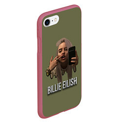 Чехол iPhone 7/8 матовый BILLIE EILISH, цвет: 3D-малиновый — фото 2