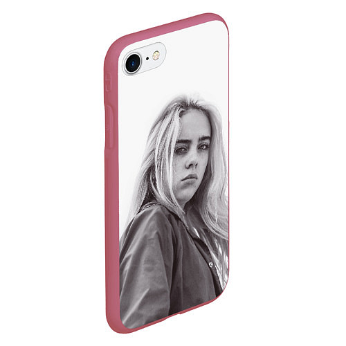 Чехол iPhone 7/8 матовый BILLIE EILISH / 3D-Малиновый – фото 2